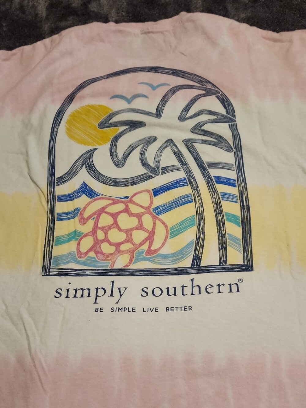 Simply Southern Pink and Cream Striped Tee with Logo Tag - Picture 4 of 4